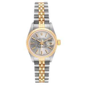 Rolex Gray 18K Yellow Gold And Stainless Steel Datejust 69173 Women's Wristwatch 26 MM