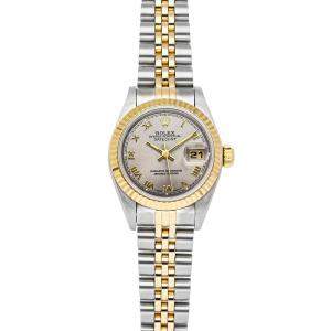 Pre Owned Rolex Silver 18k Yellow Gold And Stainless Steel Datejust 69173 Women's Wristwatch 26 MM