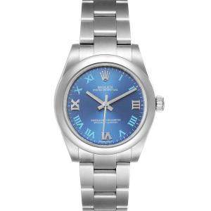 Rolex Blue Stainless Steel Oyster Perpetual 177200 Women's Wristwatch 31 MM