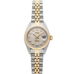 Pre Owned Rolex Silver Diamonds 18K Yellow Gold And Stainless Steel Datejust 79173 Women's Wristwatch 26 MM