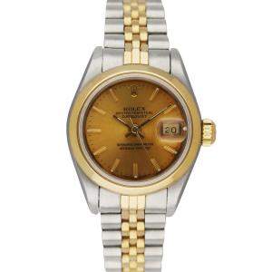 Rolex Champagne 18K Yellow Gold And Stainless Steel Datejust 69163 Women's Wristwatch 26 MM