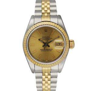 Rolex Champagne 18K Yellow Gold And Stainless Steel Datejust 69173 Women's Wristwatch 26 MM