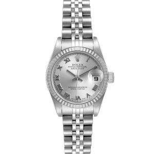 Rolex Silver 18K White Gold And Stainless Steel Datejust 79174 Women's Wristwatch 26 MM