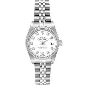 Rolex White Diamonds 18k White Gold And Stainless Steel Datejust 79174 Women's Wristwatch 26 MM