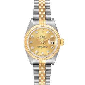 Rolex Champagne Diamonds 18K Yellow Gold And Stainless Steel Datejust 69173 Women's Wristwatch 26 MM