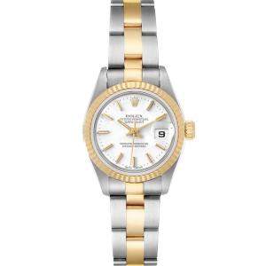 Pre Owned Rolex White 18K Yellow Gold And Stainless Steel Datejust 79173 Women's Wristwatch 26 MM