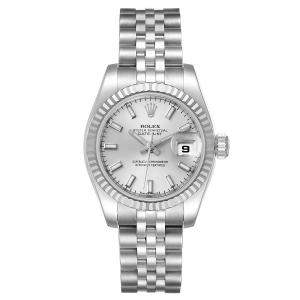 Rolex Silver 18K White Gold And Stainless Steel Datejust 179174 Women's Wristwatch 26 MM
