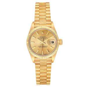 Pre Owned Rolex Champagne 18K Yellow Gold President Datejust 69278 Women's Wristwatch 26 MM