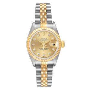Rolex Champagne Diamonds 18K Yellow Gold And Stainless Steel Datejust 69173 Women's Wristwatch 26 MM 