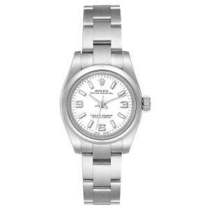 Rolex White Stainless Steel Oyster Perpetual 176200 Women's Wristwatch 26 MM