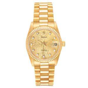 Rolex Champagne 18K Yellow Gold President Datejust 68278 Women's Wristwatch 31 MM