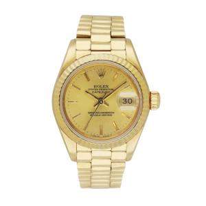 Rolex Champagne 18K Yellow Gold Datejust 69178 Women's Wristwatch 26 MM