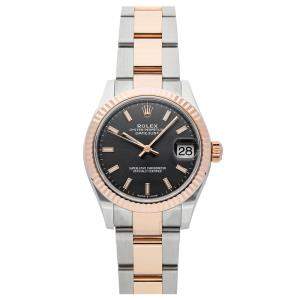 Rolex Black 18K Rose Gold And Stainless Steel Datejust 278271 Women's Wristwatch 31 MM