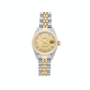 Rolex Champagne Diamonds 18K Yellow Gold And Stainless Steel Datejust 69173 Women's Wristwatch 26 MM