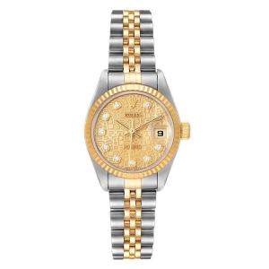 Rolex Champagne Diamonds 18K Yellow Gold And Stainless Steel Datejust 79173 Automatic Women's Wristwatch 26 MM