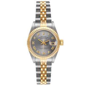 Rolex Grey 18K Yellow Gold And Stainless Steel Datejust 69173 Women's Wristwatch 26 MM
