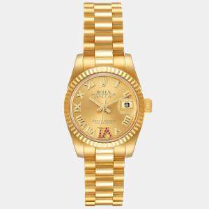 Rolex Champagne 18K Yellow Gold President Datejust 179178 Women's Wristwatch 26 mm