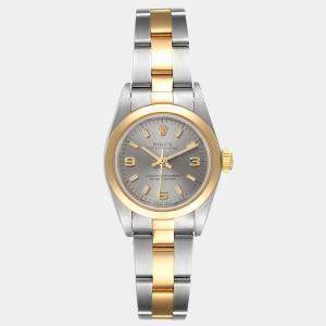 Rolex Grey 18K Yellow Gold And Stainless Steel Oyster Perpetual 76183 Women's Wristwatch 24 MM