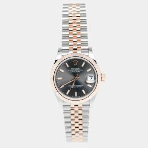 Pre Owned Rolex Slate 18K Everose Gold Stainless Steel Datejust M278271-0018 Women's Wristwatch 31 mm