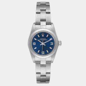 مملوكة مسبقًا Rolex Blue Stainless Steel Oyster Perpetual 76080 Women's Wristwatch 24 MM