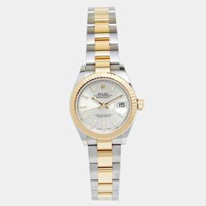 Pre Owned Rolex Silver 18K Yellow Gold Oystersteel Datejust M279173-0020 Women's Wristwatch 28 mm