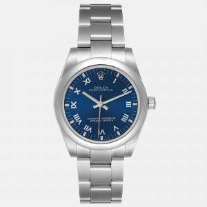 Rolex Blue Stainless Steel Oyster Perpetual 177200 Women's Wristwatch 31 mm