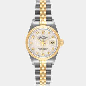 Pre Owned Rolex Ivory 18K Yellow Gold And Stainless Steel Datejust 69173 Automatic Women's Wristwatch 26 mm