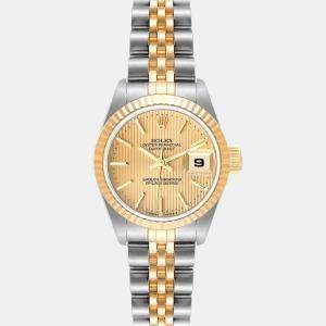 Rolex Champagne 18k Yellow Gold And Stainless Steel Datejust 79173 Automatic Women's Wristwatch 26 mm