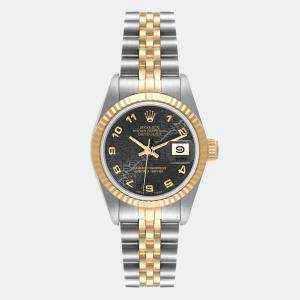 Pre Owned Rolex Grey 18k Yellow Gold And Stainless Steel Datejust 69173 Automatic Women's Wristwatch 26 mm