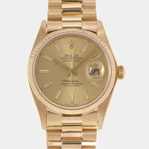 Rolex Champagne 18k Yellow Gold Datejust 16018 Automatic Women's Wristwatch 29 mm