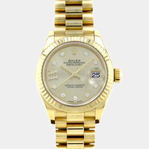Rolex Champagne Diamond 18k Yellow Gold Datejust 279178 Automatic Women's Wristwatch 28 mm