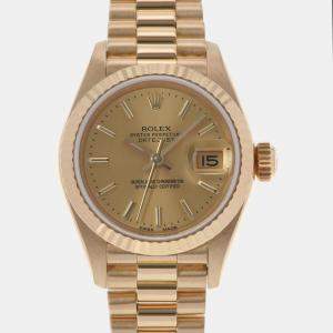 Rolex Champagne 18k Yellow Gold Datejust 69178 Automatic Women's Wristwatch 26 mm