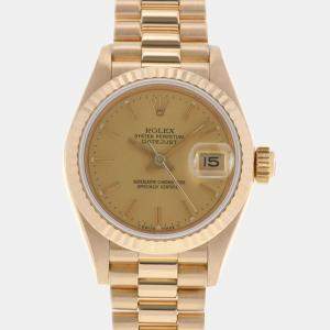 Rolex Champagne 18k Yellow Gold Datejust 69178 Automatic Women's Wristwatch 26 mm