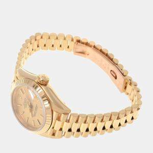 Rolex Champagne 18K Yellow Gold Datejust 69178 Automatic Women's Wristwatch 26 mm