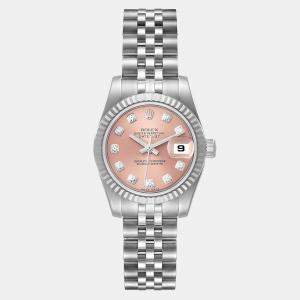 Rolex Pink Diamonds 18K White Gold And Stainless Steel Datejust 179174 Women's Wristwatch 26 mm
