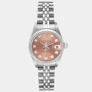 Rolex Pink Diamonds 18K White Gold And Stainless Steel Datejust 79174 Women's Wristwatch 26 mm