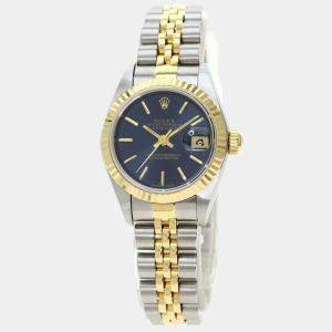 Rolex Blue 18K Yellow Gold And Stainless Steel Datejust 79173 Women's Wristwatch 26 mm