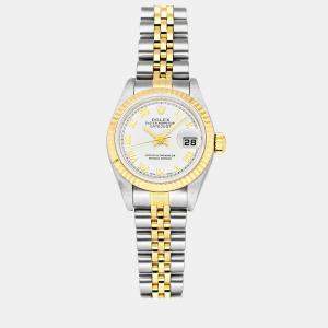Rolex White 18k Yellow Gold And Stainless Steel Datejust 79173 Automatic Women's Wristwatch 26 mm