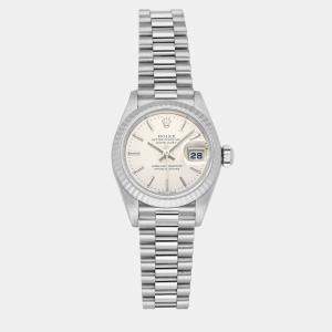 Rolex Silver 18k White Gold Datejust 79179 Automatic Women's Wristwatch 26 mm