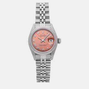 Rolex Pink Stainless Steel Datejust 69174 Automatic Women's Wristwatch 26 mm
