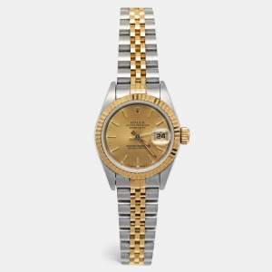Rolex Champagne 18K Yellow Gold And Stainless Steel Datejust 69173 Women's Wristwatch 26 mm