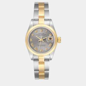 Rolex Datejust Steel Yellow Gold Slate Roman Dial Ladies Watch 69163 26 mm