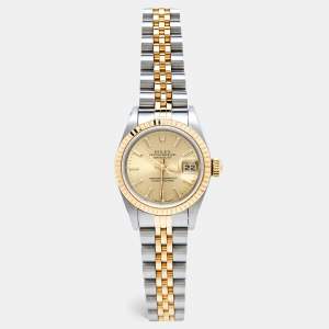 Rolex Champagne 18K Yellow Gold And Stainless Steel Datejust 69173 Women's Wristwatch 26 mm