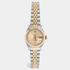 Rolex Champagne 18K Yellow Gold Stainless Steel Datejust 69173 Women's Wristwatch 26 mm