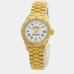 Rolex White Diamond 18k Yellow Gold Datejust 69288 Automatic Women's Wristwatch 26 mm