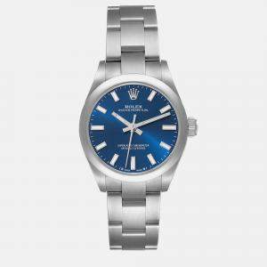 Rolex Oyster Perpetual Nondate Blue Dial Steel Ladies Watch 276200 28 mm