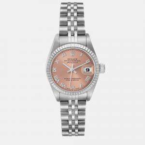 Rolex Datejust White Gold Salmon Dial Steel Ladies Watch 79174 26 mm
