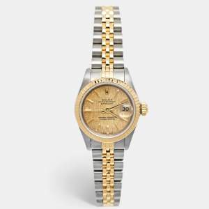 Rolex Champagne 18K Yellow Gold Stainless Steel Datejust 69173 Women's Wristwatch 26 mm