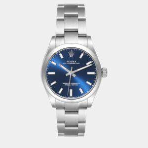 Rolex Oyster Perpetual Midsize Blue Dial Steel Ladies Watch 277200 31 mm