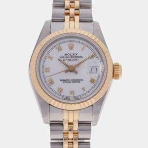 Rolex White 18k Yellow Gold And Stainless Steel Datejust 69173 Automatic Women's Wristwatch 26 mm